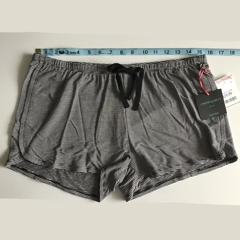 CYNTHIA ROWLEY Sleep PJ Shorts Black/White Stripe